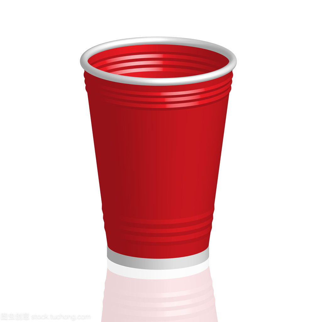白色背景上孤立的黨紅塑料杯